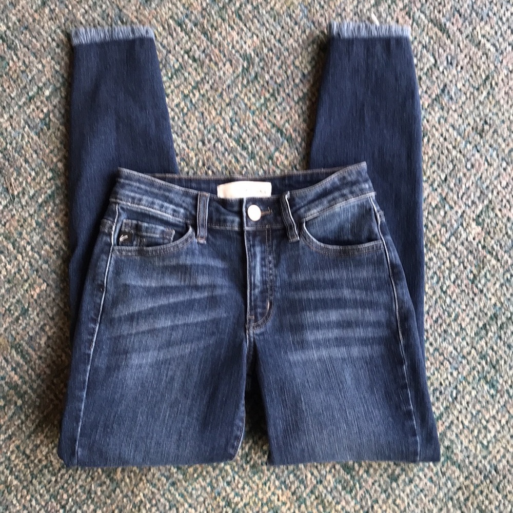 KanCan Distressed Ankle Jeans with Raw Hem